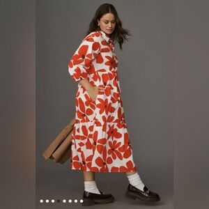 Maeve/Anthropologie | The Bettina Tiered Midi Shirt Dress